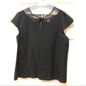 Ann Taylor Navy Cap Sleeve Blouse - Petite!